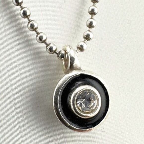 Brighton Black Enamel & Crystal Pendant Necklace - Picture 6 of 8